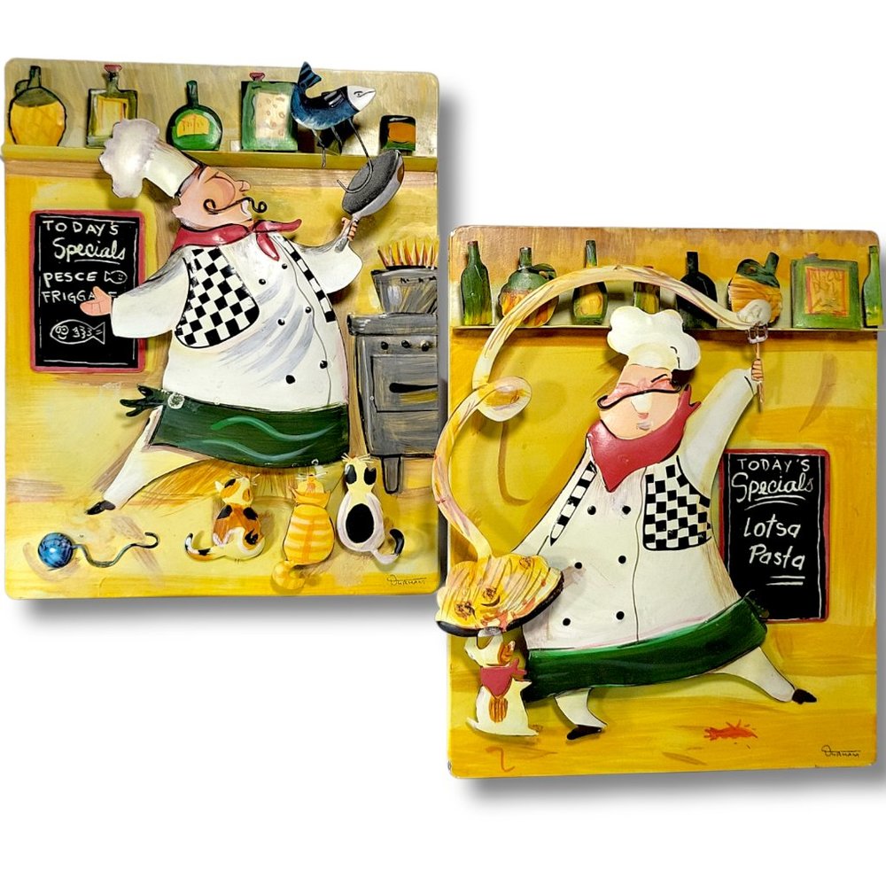 Durham Metal Wall Art Collector Set of 2 Chefs and Dogs and Cats in the …